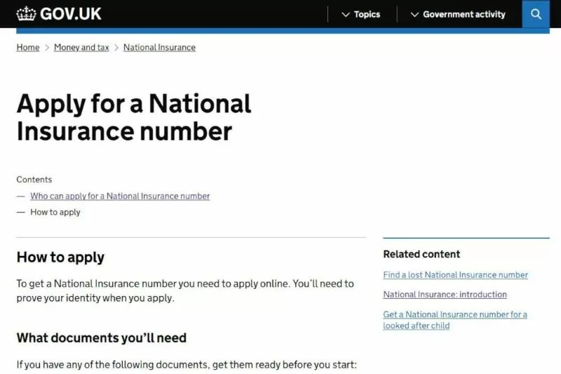 How to apply for a National Insurance Number 